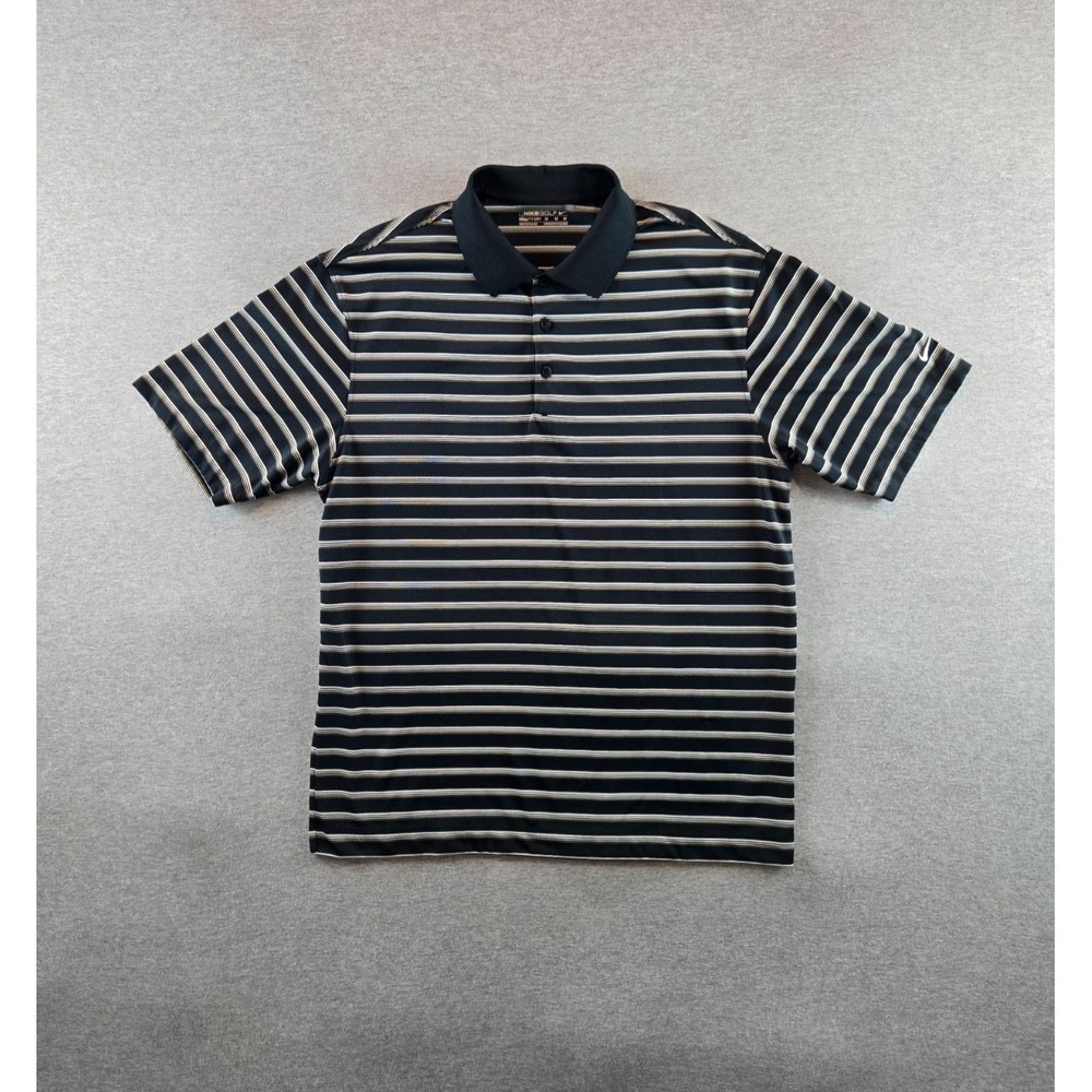 Nike Golf Victory Polo Shirt Men Med Dri-Fit Striped in Black/White, DH0829-010